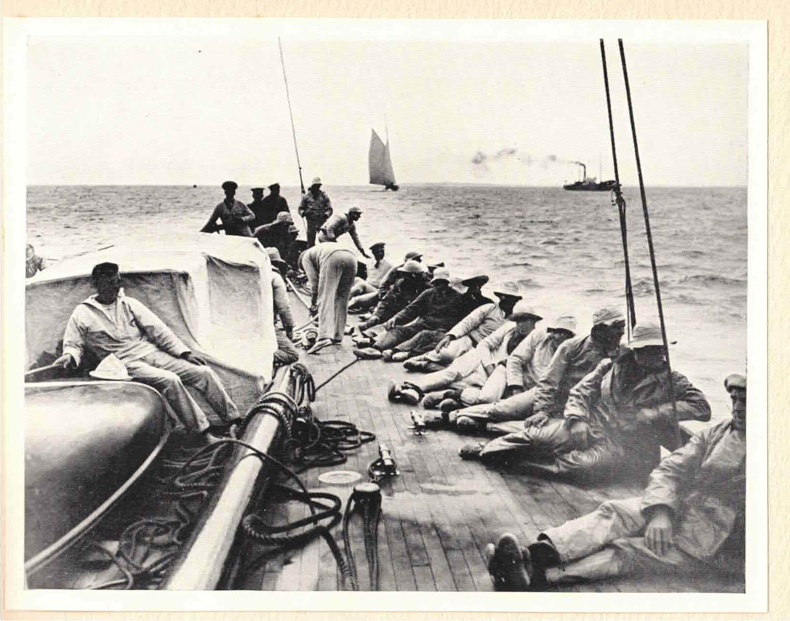The crew of Britannia on the aft deck