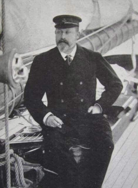 King Edward VII takes the airs on the deck of Britannia